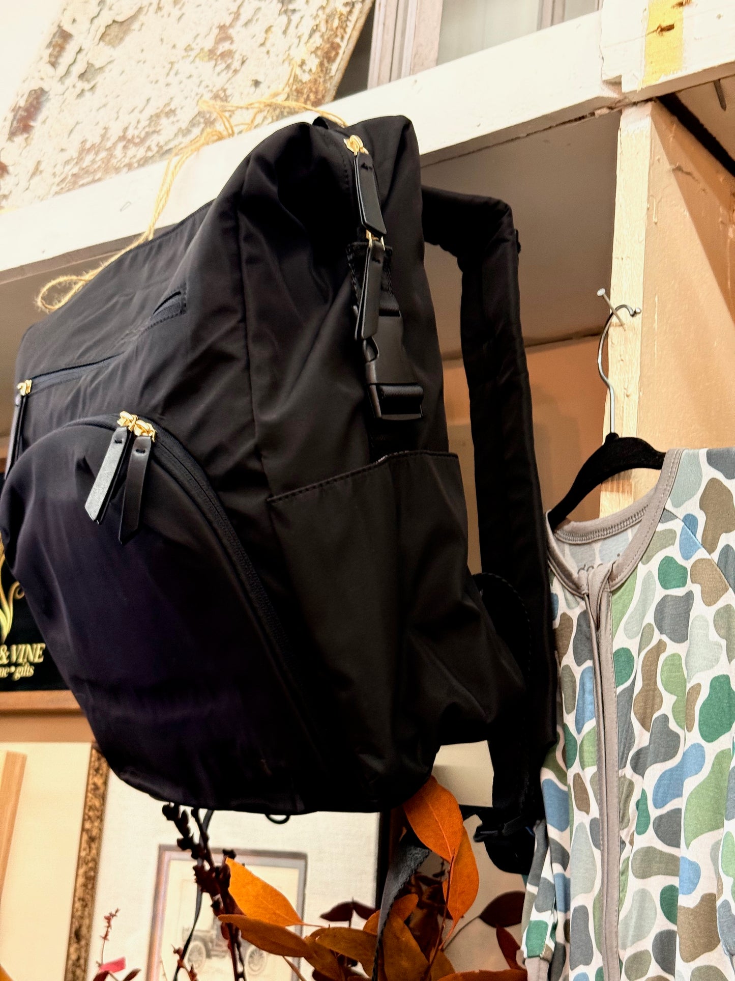 JuJube Back pack Diaper bag Black, also available in Olive.