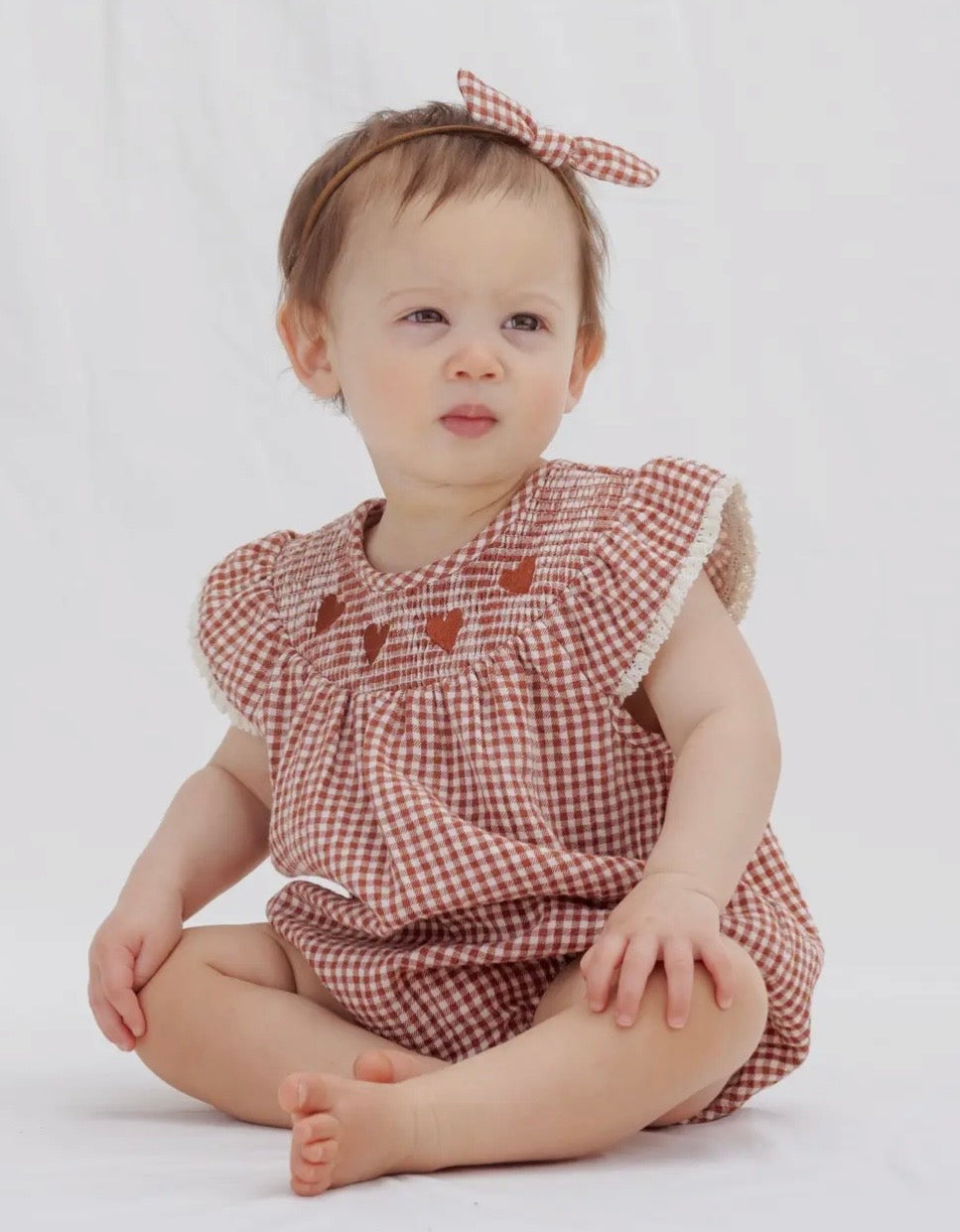 Absolutely adorable Quincy Mae Red Gingham Romper.
