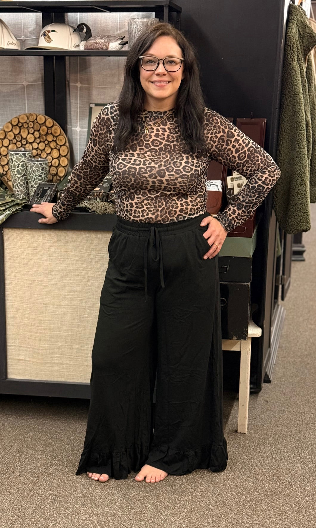 Black Ruffle hem pants