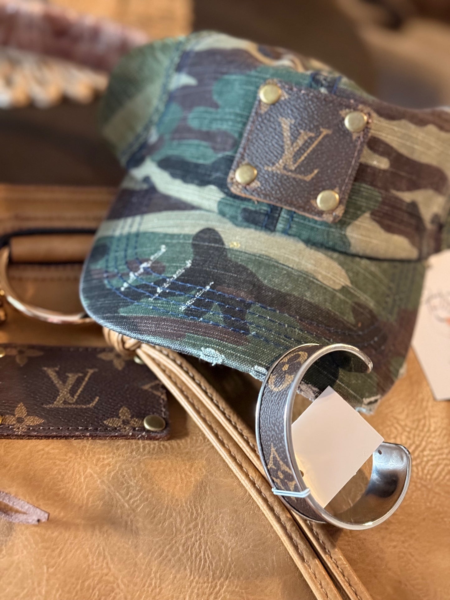 LV Patch Upcycled Camo hat