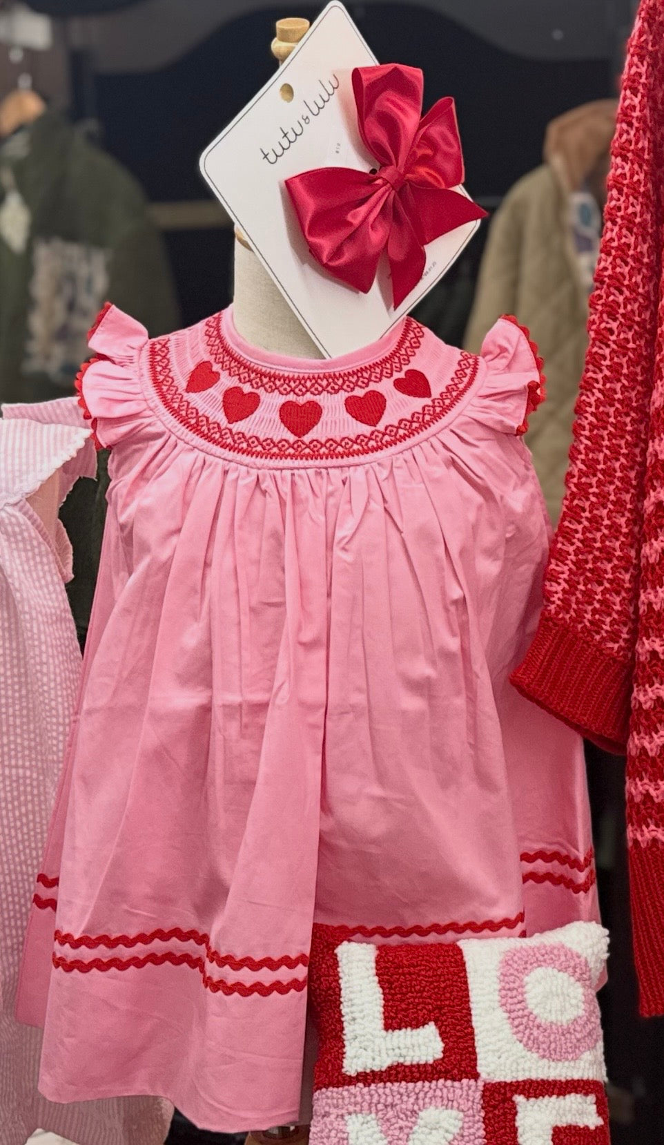 Adorable Red heart smocked dress