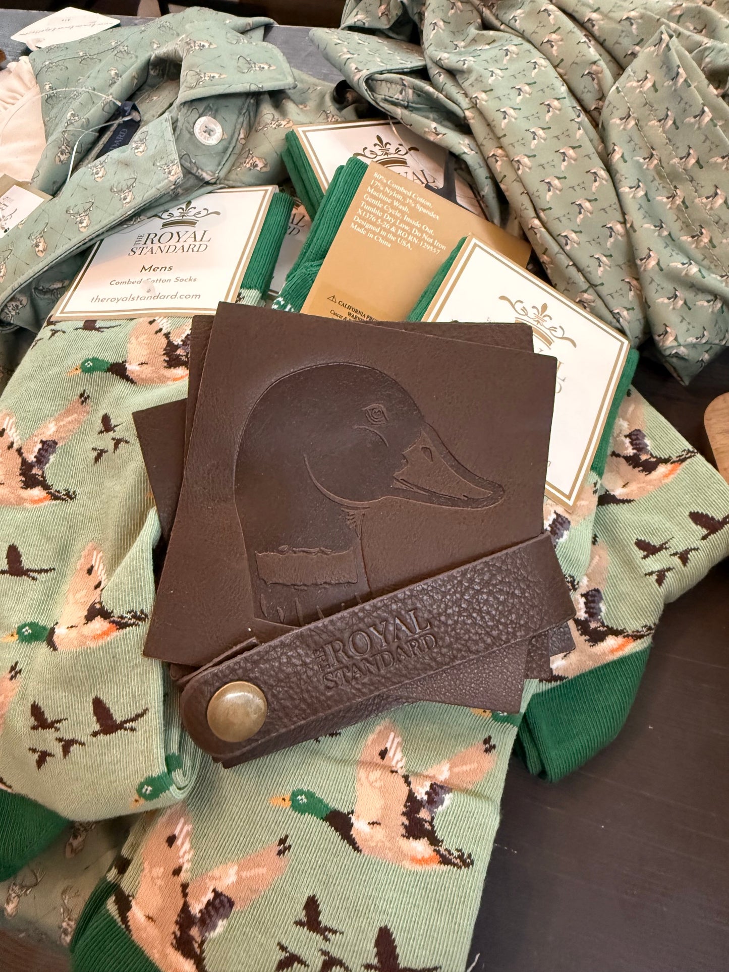 Leather Mallard coster set of 4