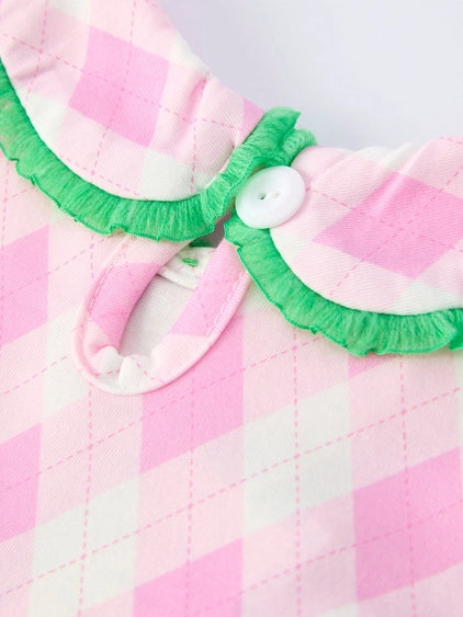 Spring Golf Embroidered Baby Girls Smocked Bow Bloomer Set