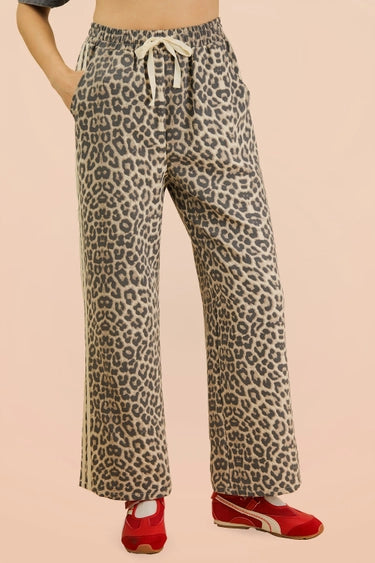 Leopard stripe twill pants