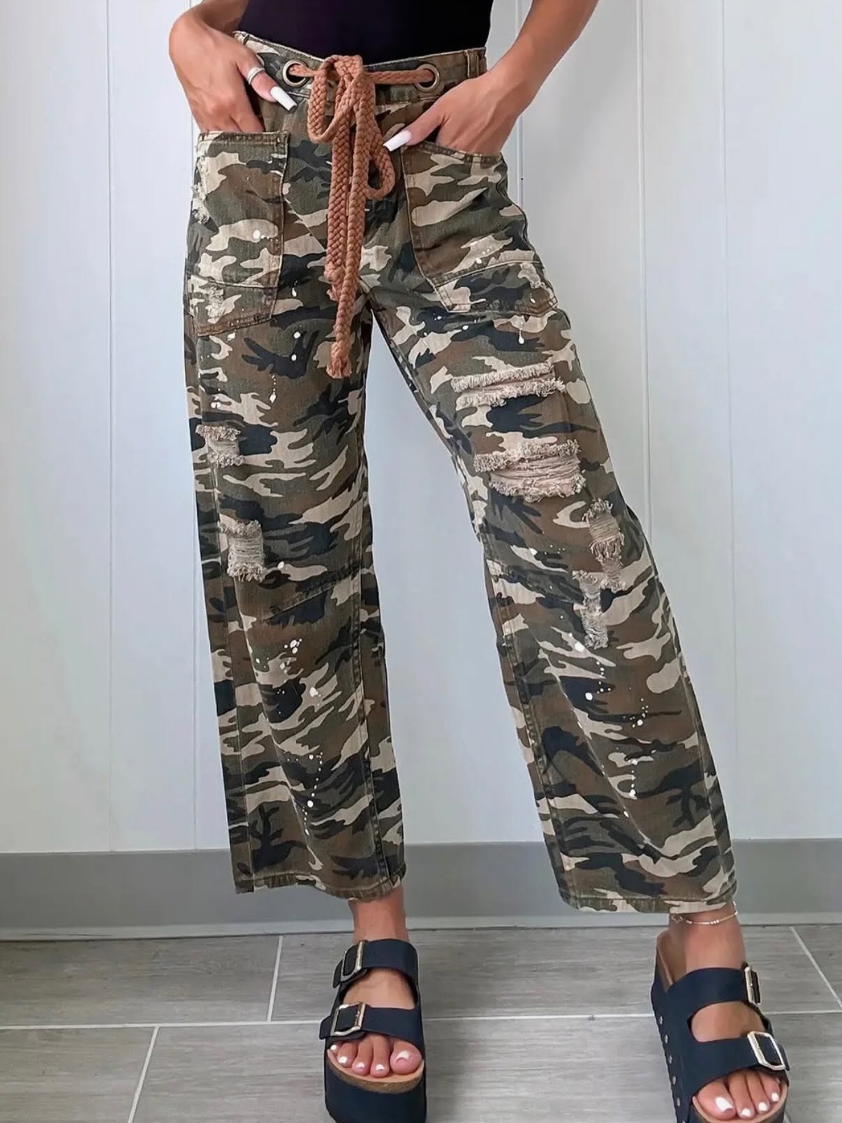 Distressed Camo denim