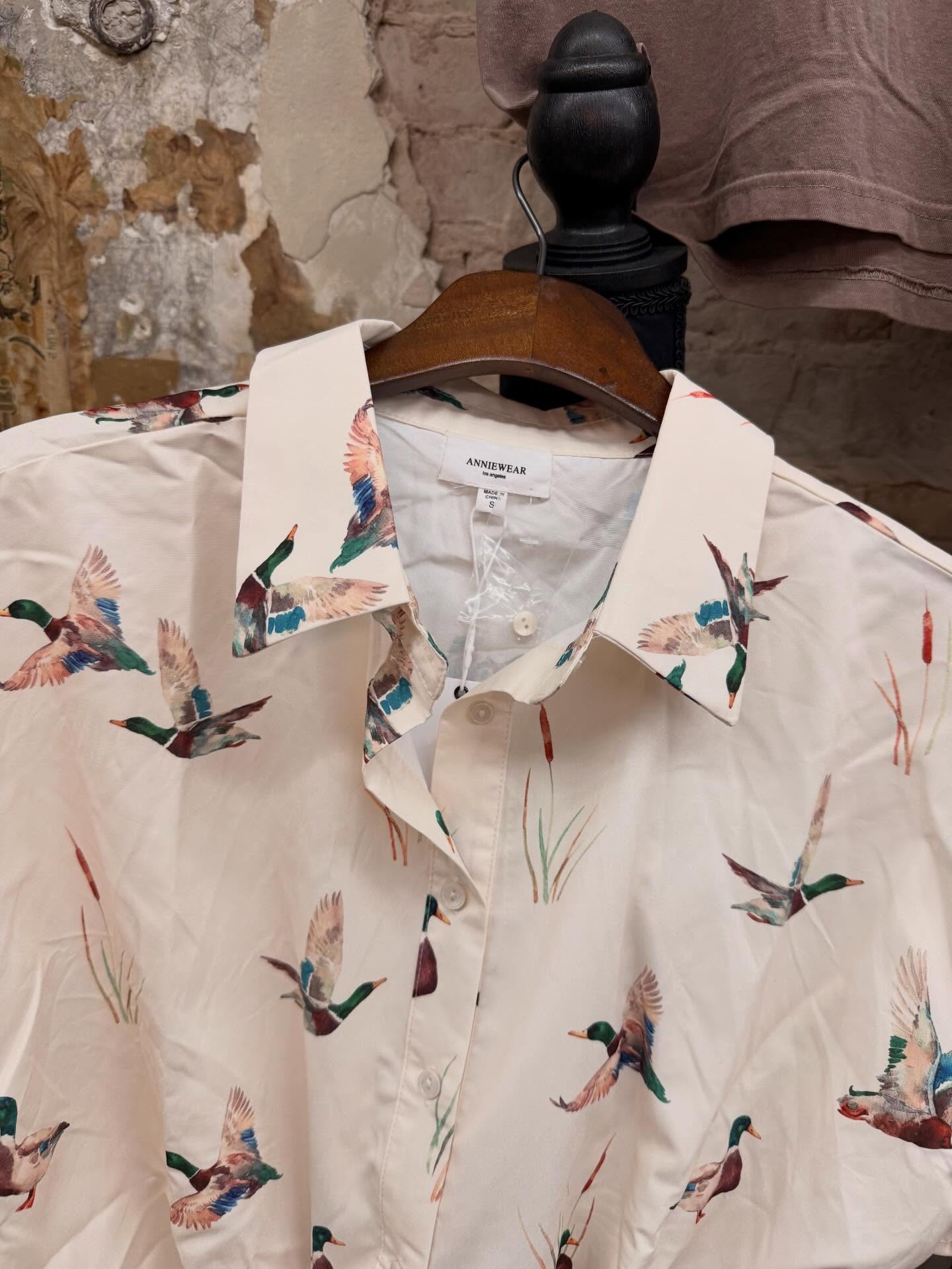 Mallard ruffle sleeve button up