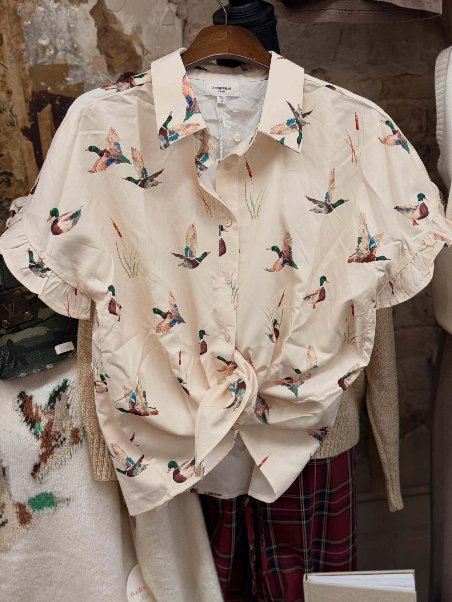 Mallard ruffle sleeve button up