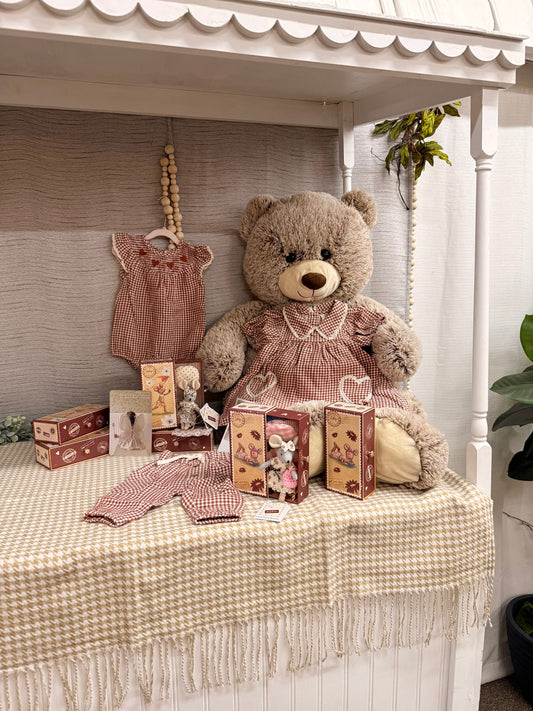 Quincy Mae Red gingham dress with bloomers