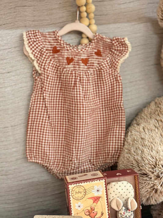 Absolutely adorable Quincy Mae Red Gingham Romper.
