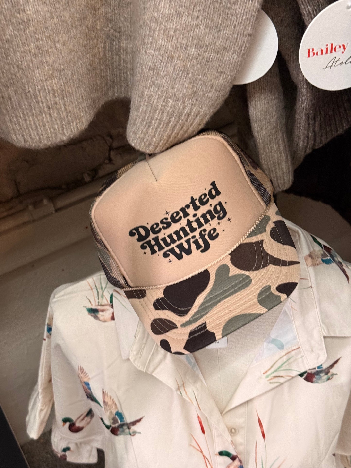 Deserted hunting wife trucker hat