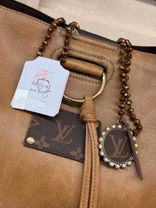 Upcycled LV Patch Beaded Necklace