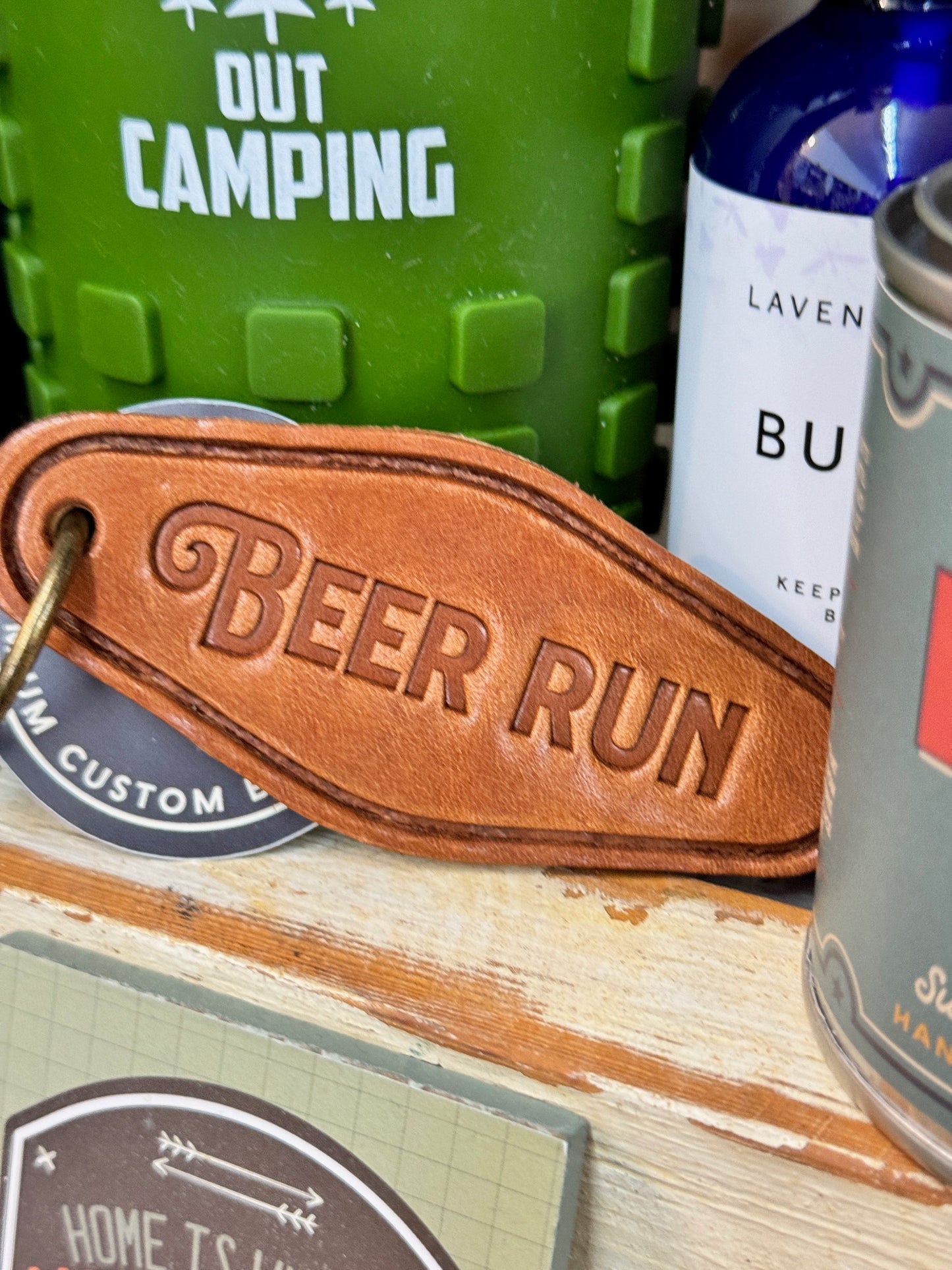 Beer Run Leather Key Ring