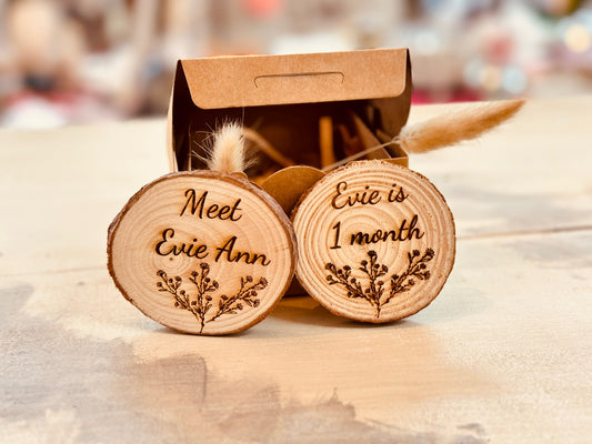 customized Milestones wood slices