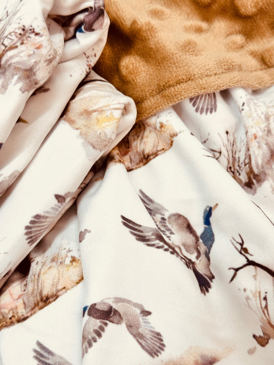 Waterfowl Blanket with Minky side