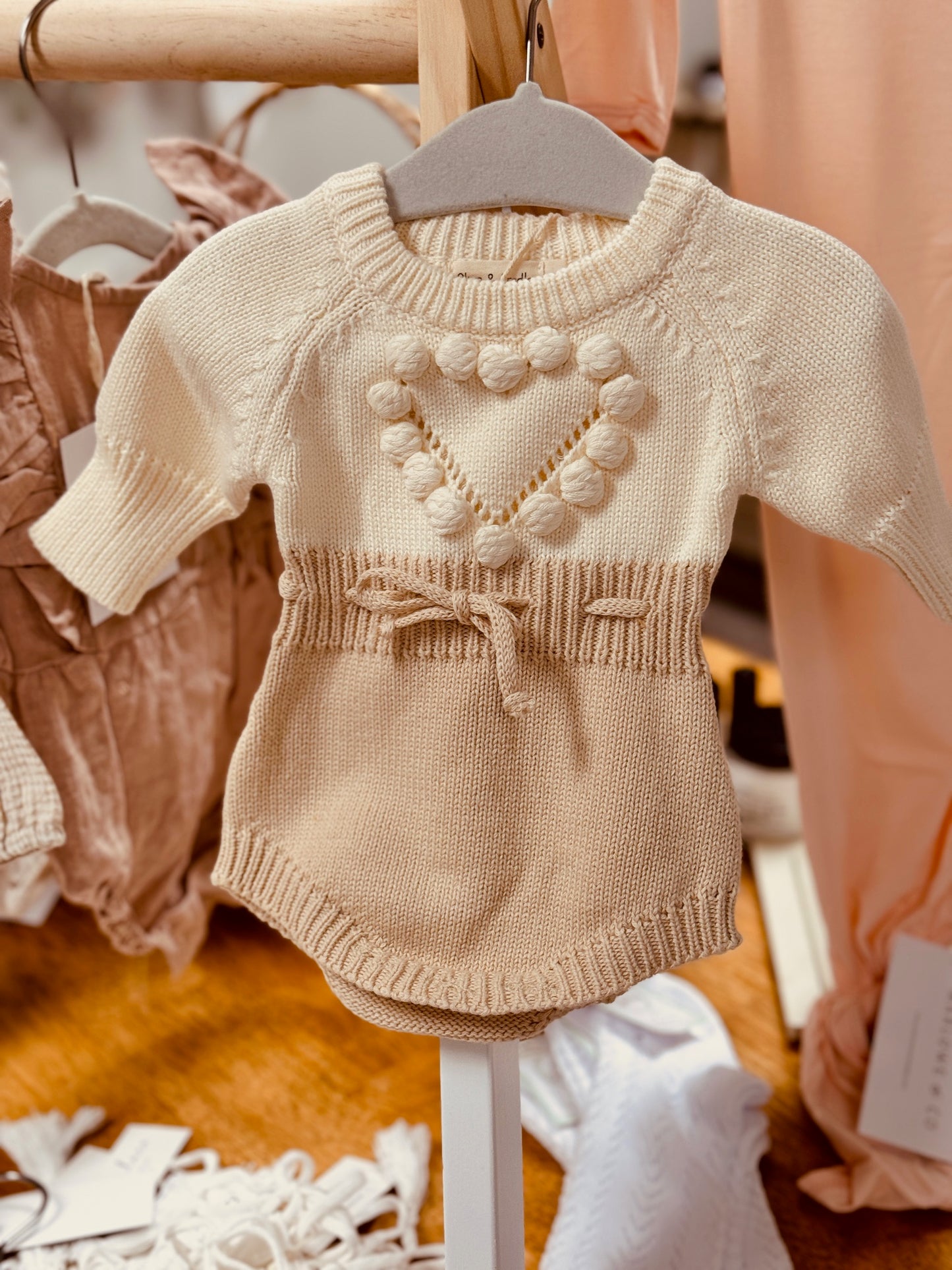 Baby Girl Heart Sweater Romper Knit