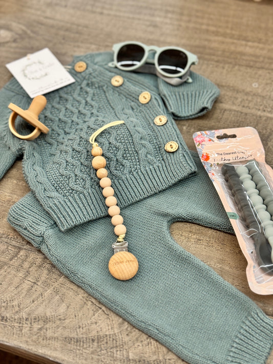 Sasha Cotton Knit 2pc Shirt and Pants Baby newborn Outfit Set