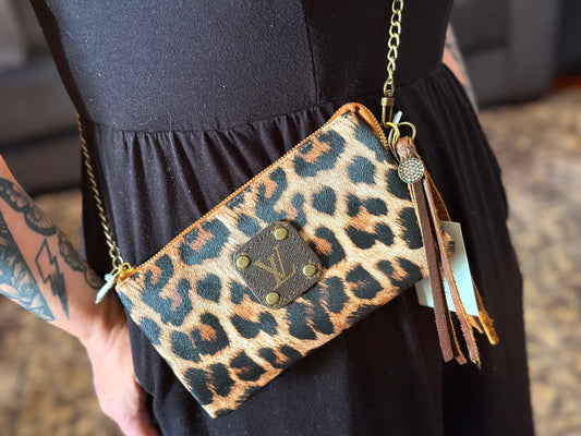 Leopard LV Upcycled Crossbody
