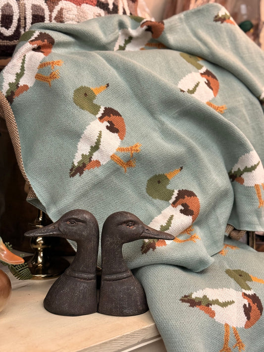Dusty Blue Mallard Baby Blanket