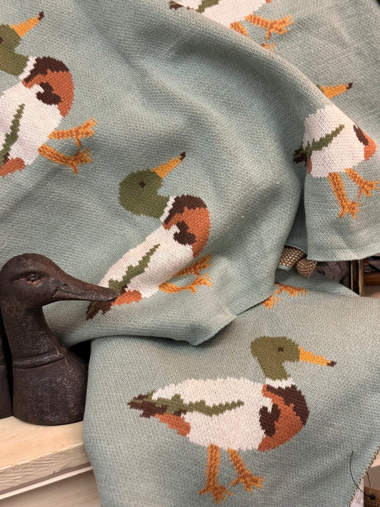 Dusty Blue Mallard Baby Blanket