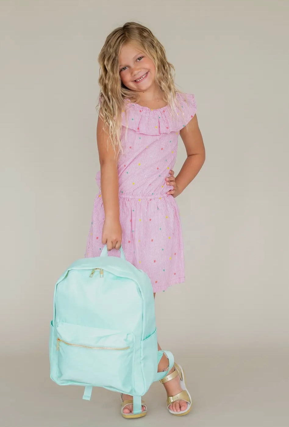 Mint nylon backpack by Liv and Lou