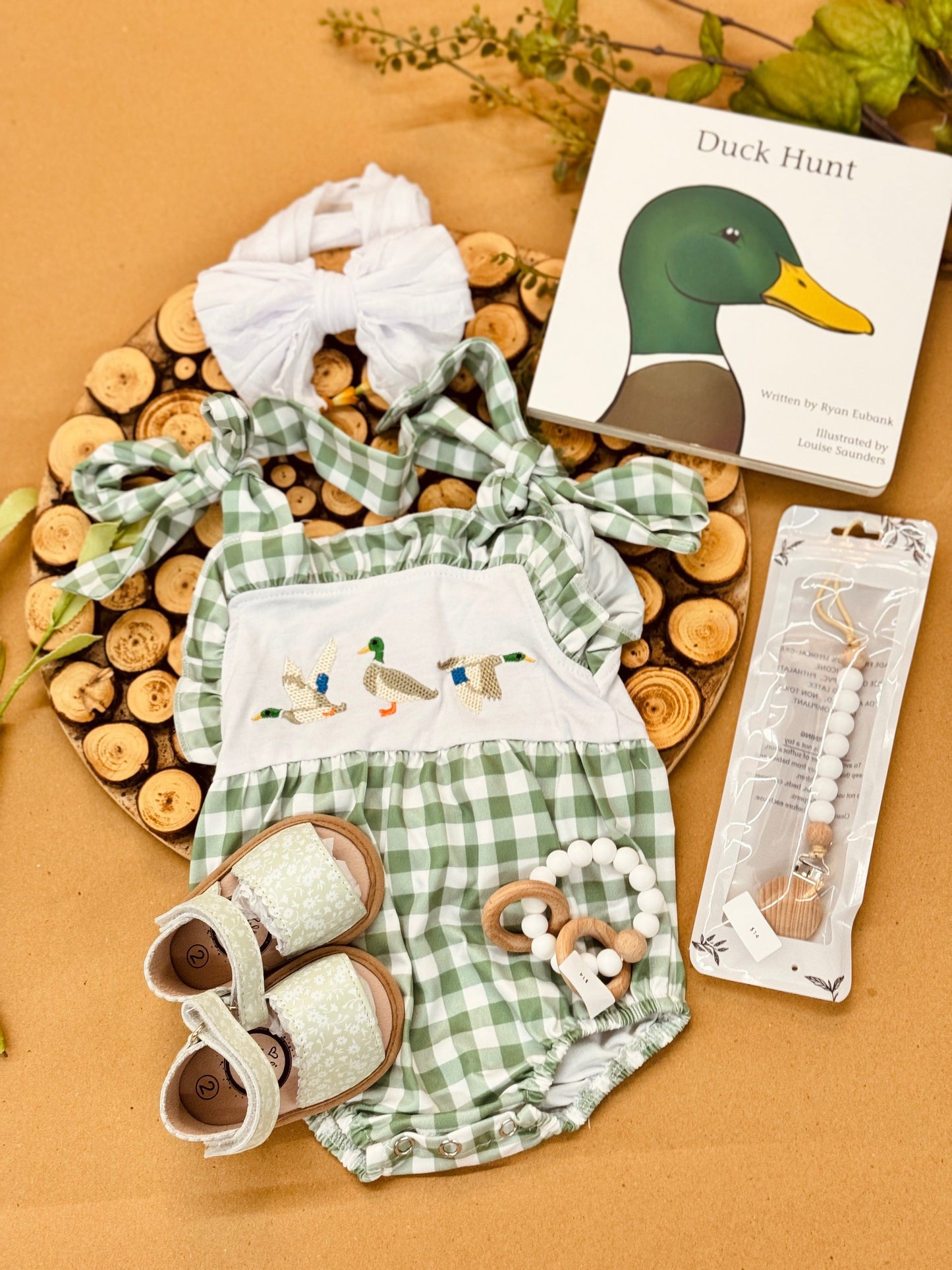 Baby girl plaid duck romper